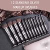 Picture of Standing Makeup Brushes Professional Pemium Synthetic Foundation Powder Concealers Eye Shadows Makeup 12 Pcs Brush Set, Silver