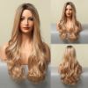 Picture of Long Wavy Hair Wig Ombre Brown Light Blonde Synthetic Wig for Women