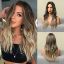 Picture of Light brown wavy wigs  middle part natural wavy hair wigs for daily use