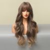 Picture of Long wavy synthetic wigs with Bangs Honey brown Wigs for Women 