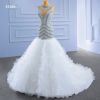 Picture of Luxury Ivory/Silver heavy pearls crystals bead Long Train Mermaid Wedding Dresses, 67295
