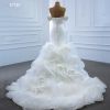 Picture of Off shoulder wedding dress white mermaid wedding gown for bridal dress 2022 with train robe Mariee sweetheart lace up back  67192