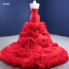 Picture of Red ruffles evening dress sexy backless mermaid bridal gown OB67283