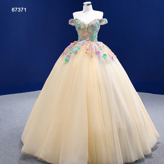 Obeauty™ flower embroidered prom dress off shoulder prom dress