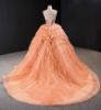 Obeauty™ Burnt orange formal dress Strapless lace up back ball gown 