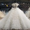 Obeauty™ Ruffle ball gown wedding dress beaded lace wedding gown
