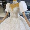 Obeauty™   Luxury Beaded Lace Wedding Dresses with Puff Sleeve