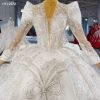 Luxury V Neck Lace Sequined Puffy Sleeve Bow Pattern Wedding Dresses