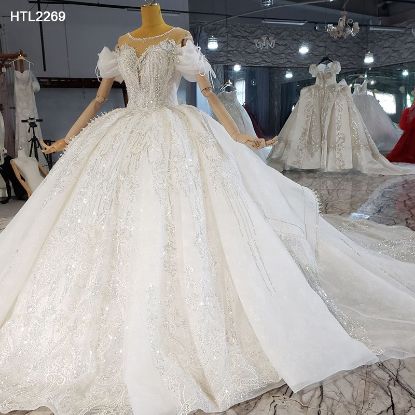 Obeauty™   Luxury White Princess Ball Gown princess Wedding Dress  HTL2269