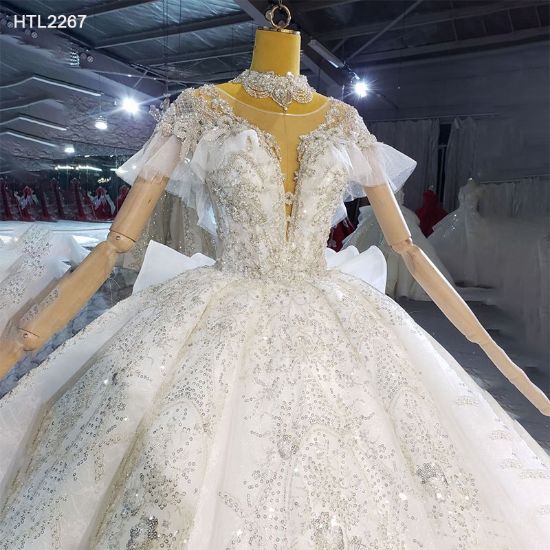Obeauty™  Luxury ball gown wedding dress with long train HTL2267