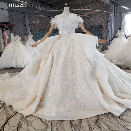Obeauty™ Embroidery Flower A-line Ball Gown Wedding Dress Embrodiery  HTL2255
