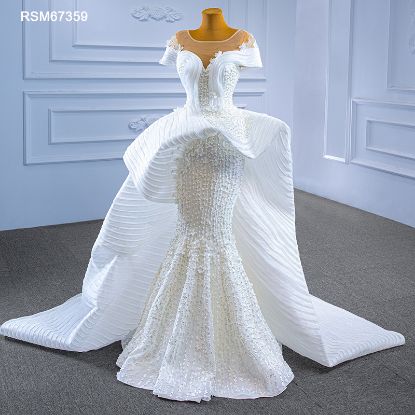 Obeauty™  Luxury Heavy Beaded Lace White Wedding Dresses 2022 OB67359
