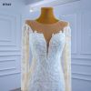 Obeauty™  Embroidery Satin Long sleeve Mermaid Wedding Dress 2022 OB67343