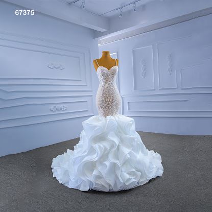 Obeauty™  Luxury spaghetti strap mermaid wedding dress for bride 2022 OB67375