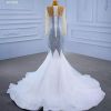 Obeauty™  Luxury Princess Ruffles Long Sleeves Sequined Mermaid Wedding Dress Gowns OB67328