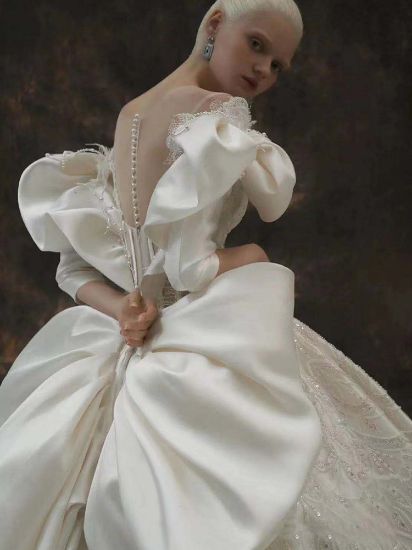 Obeauty™ High-end vintage Hepburn wedding dress A-line satin bridal gown 2022