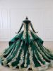 Obeauty™ Green One shoulder V nevk long tail wedding dress OB99238