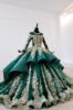 Obeauty™ Green One shoulder V nevk long tail wedding dress OB99238