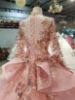 Obeauty™ Pink Long Sleeve Embroidery Simple Luxury Long Tailling Wedding Dress OB320400