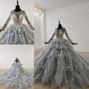 Obeauty™ Luxury blue V-neck ball gown wedding dress OB99258