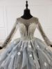 Obeauty™ Luxury blue V-neck ball gown wedding dress OB99258