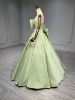 Obeauty™ Green strapless bcakless floral wedding dress prom dress OB0009