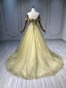 Obeauty™ Green and gold strapless tulle wedding dress OB0010