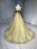 Obeauty™ Green and gold strapless tulle wedding dress OB0010