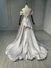 Obeauty™ silver grey satin floral wedding dress OB0011