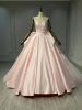 Obeauty™ pink off the shoulder satin floral wedding dress OB0012