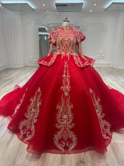 Obeauty RED wedding dress HAUTE COUTURE BALL gown BRIDAL DRESS
