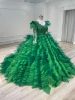 Obeauty green wedding dress HAUTE COUTURE BALL gown BRIDAL DRESS