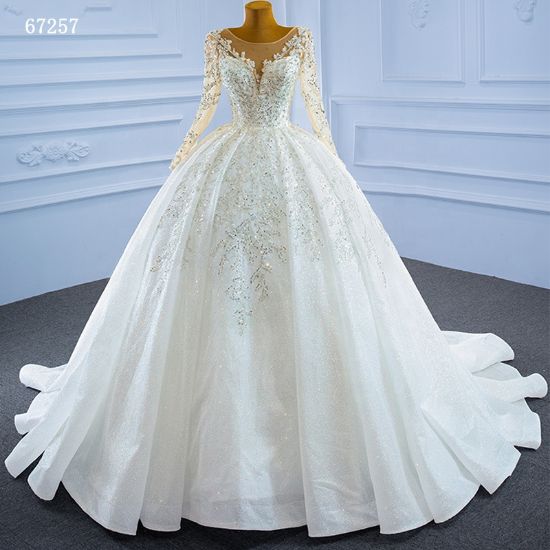 Luxury wedding dress 2022 Long Sleeve beading pearls sexy with train ...